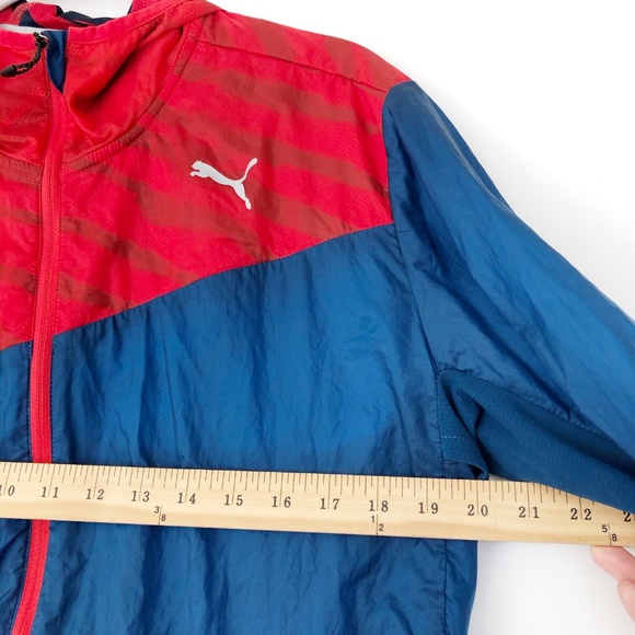 🌵Puma (L) Blue Red Running Windbreaker Jacket - Picture 7 of 8
